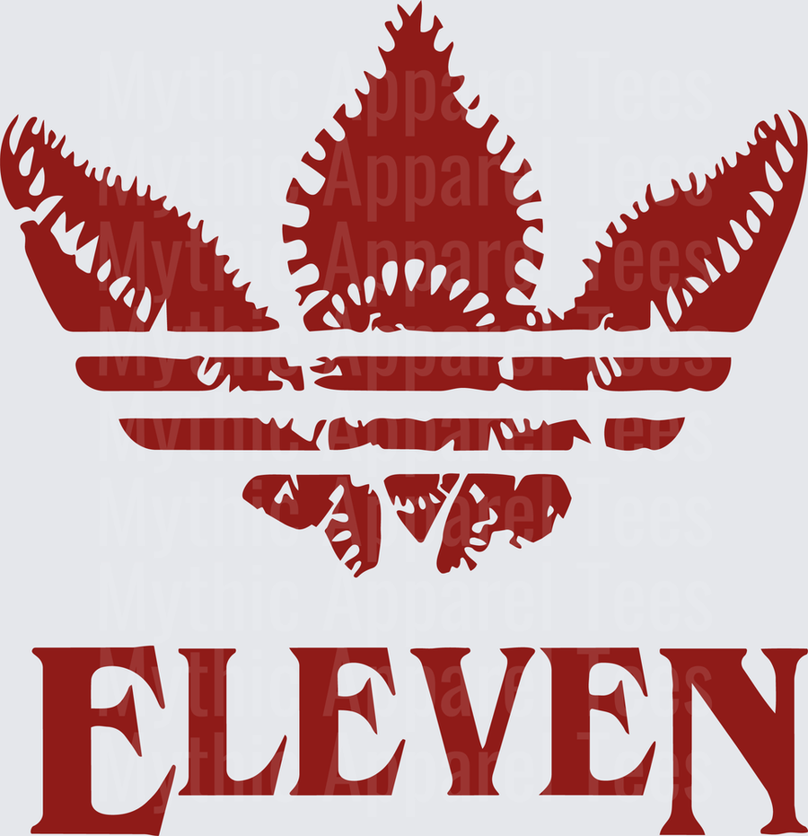 Stranger Things Eleven Demogorgon Adidas Logo Parody Red