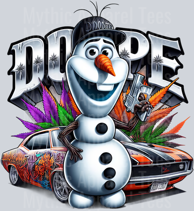 Olaf The Snowman Smoking Pop Culture DTF Weed Transfers