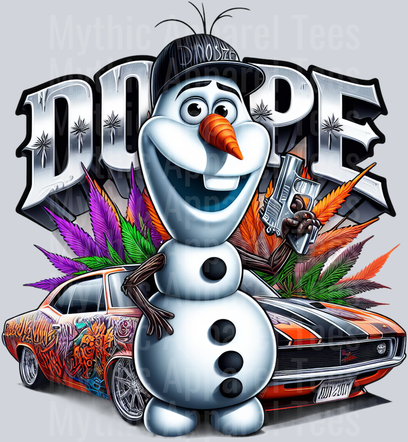 Olaf The Snowman Smoking Pop Culture DTF Weed Transfers
