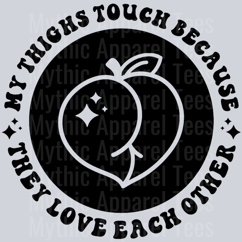 My Thighs Touch Because They Love Each Other Pocket Design Wavey Retro Style Funny Shirt Design