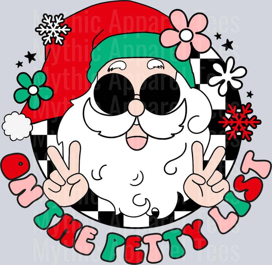 On The Petty List Christmas Wavy Retro Funny Designs