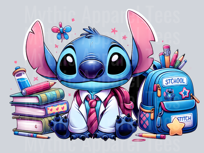 Stitch Back to School Transfer 10 DTF Stitch Back To School Transfers
