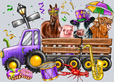 Mardi Gras Farm Animals Tractor