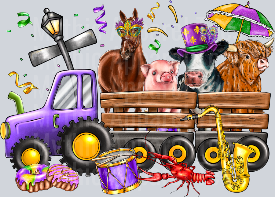 Mardi Gras Farm Animals Tractor