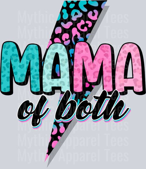 Mama of both Lighting with animal print pink and blue DTF Mom Transfers