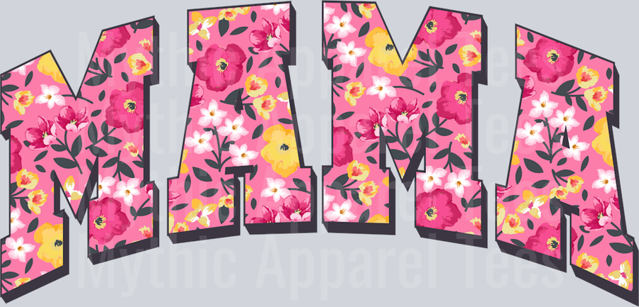 Mama pink and yellow medium flowers DTF MOM Transfers
