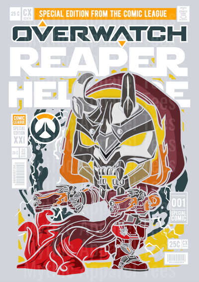 Reaper Hell Fire Comic Book Cover STYLE DTF Pop Culture Transfers
