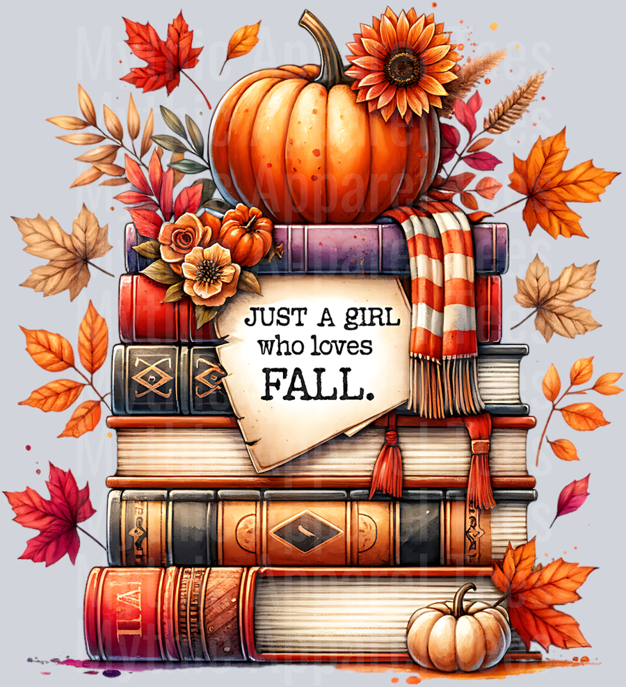 JUST A GIRL WHO LOVES FALL STACKED BOOKS PNG
