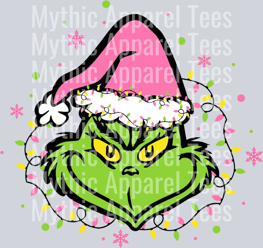 Grinch Christmas Light Design - Funny Christmas Transfer