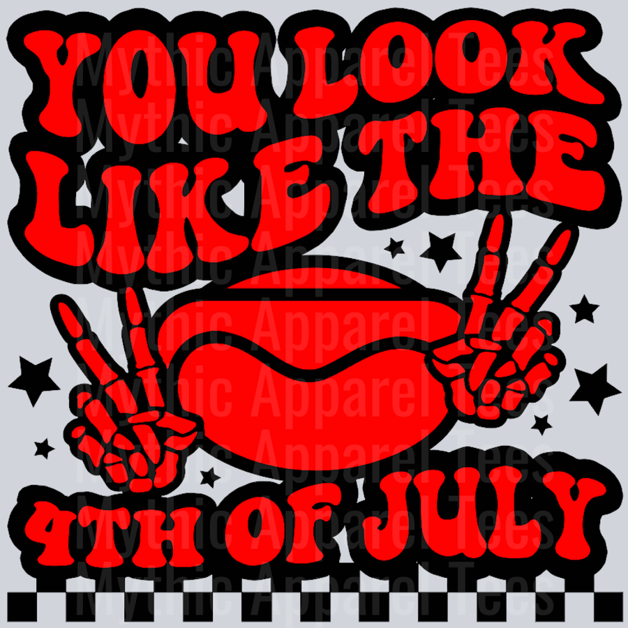 You Look Like The 4th Of July Wavey Retro Style Funny Shirt Design