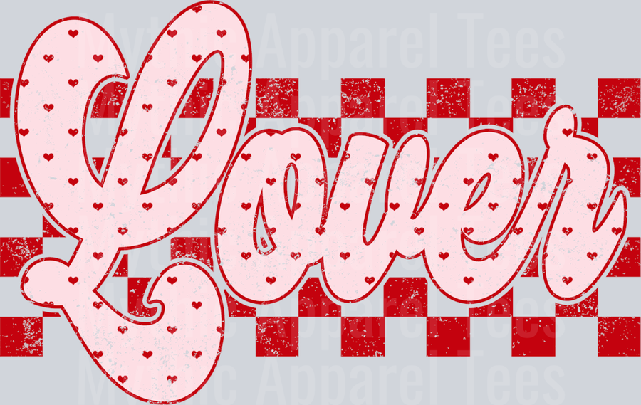 Lover Red Checkered Print with Hearts Valentines Day Design