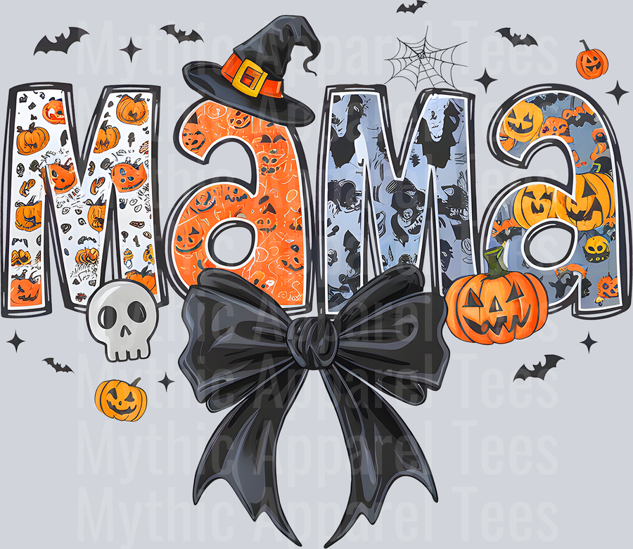 mama halloween hat and bow spooky items DTF Halloween Transfers