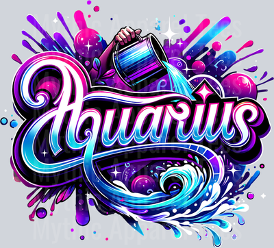 Aquarius Purple Sign DTF Zodiac Sign Transfers