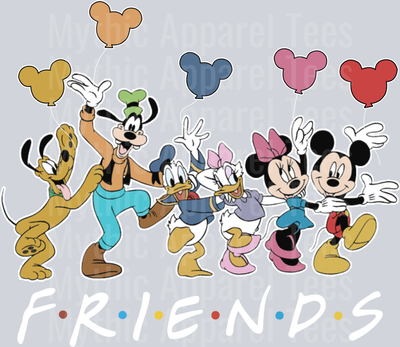 F.r.i.e.n.d.s. Mickey minnie mouse mickey balloons DTF Disney Transfers