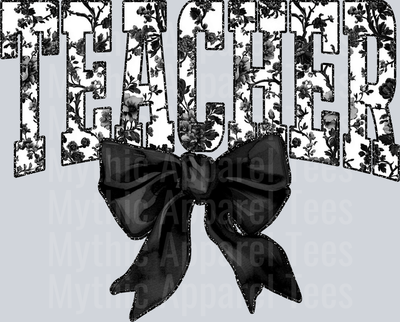 Black Toile Teacher College Font Floral Teacher Design