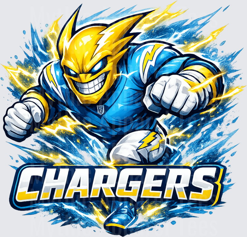 NFL Los Angeles Chargers Lightning Bolt Mascot Charging Fan Art