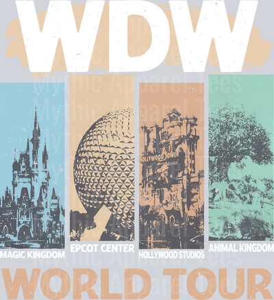 WDW World Tour Classic Style White DTF Disney Transfers
