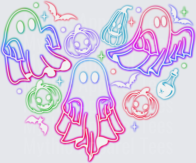 Halloween Neon Heart Ghosts Pumpkins Bats Potion Glow