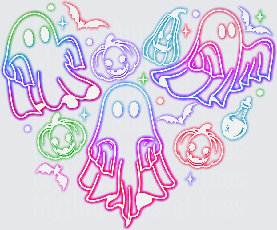 Halloween Neon Heart Ghosts Pumpkins Bats Potion Glow