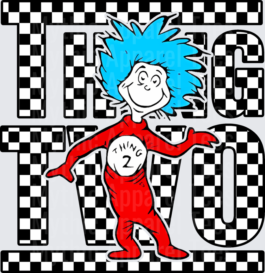 DR Seuss Thing Two Checkered Bold Text Character Design