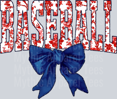 Red And Navy Baseball College Font Floral Pattern School Spirit & Sports