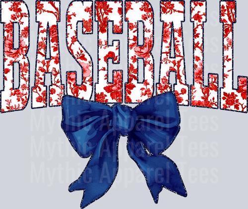 Red And Navy Baseball College Font Floral Pattern School Spirit & Sports