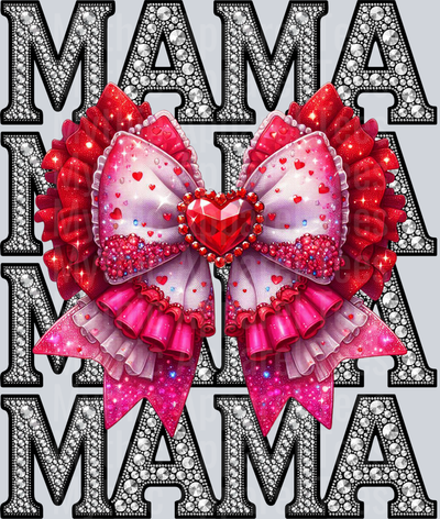 Rhinestone Mama Pink Bow Style Combo Valentines Day Design