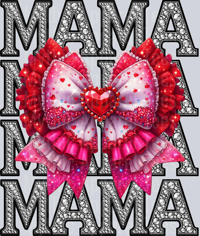 Rhinestone Mama Pink Bow Style Combo Valentines Day Design