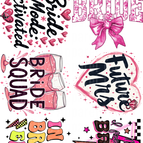 BRIDE THEME GANG SHEET 10 FULL SIZE IMAGES
