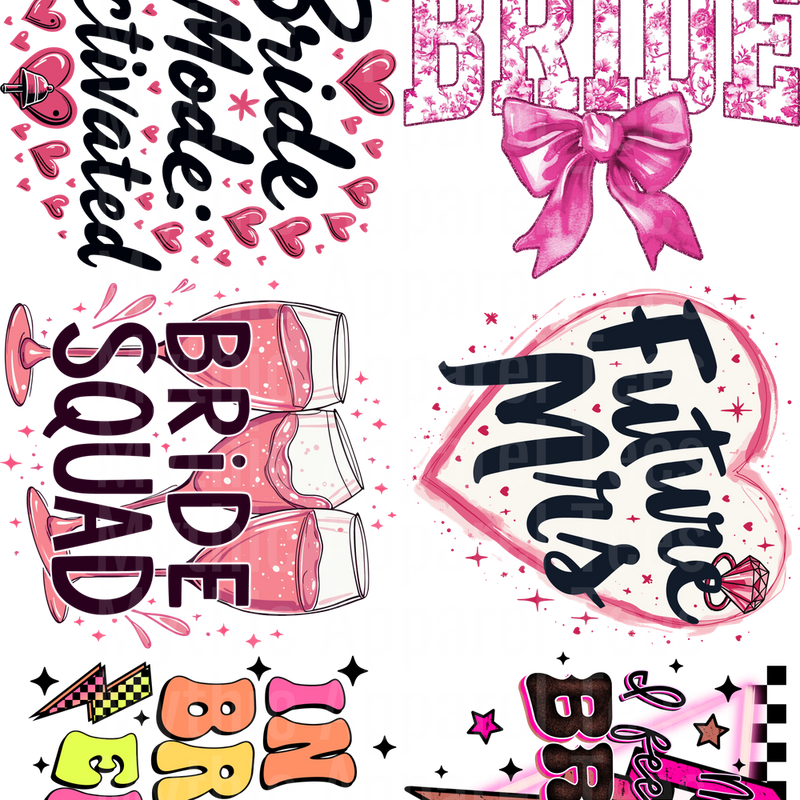BRIDE THEME GANG SHEET 10 FULL SIZE IMAGES