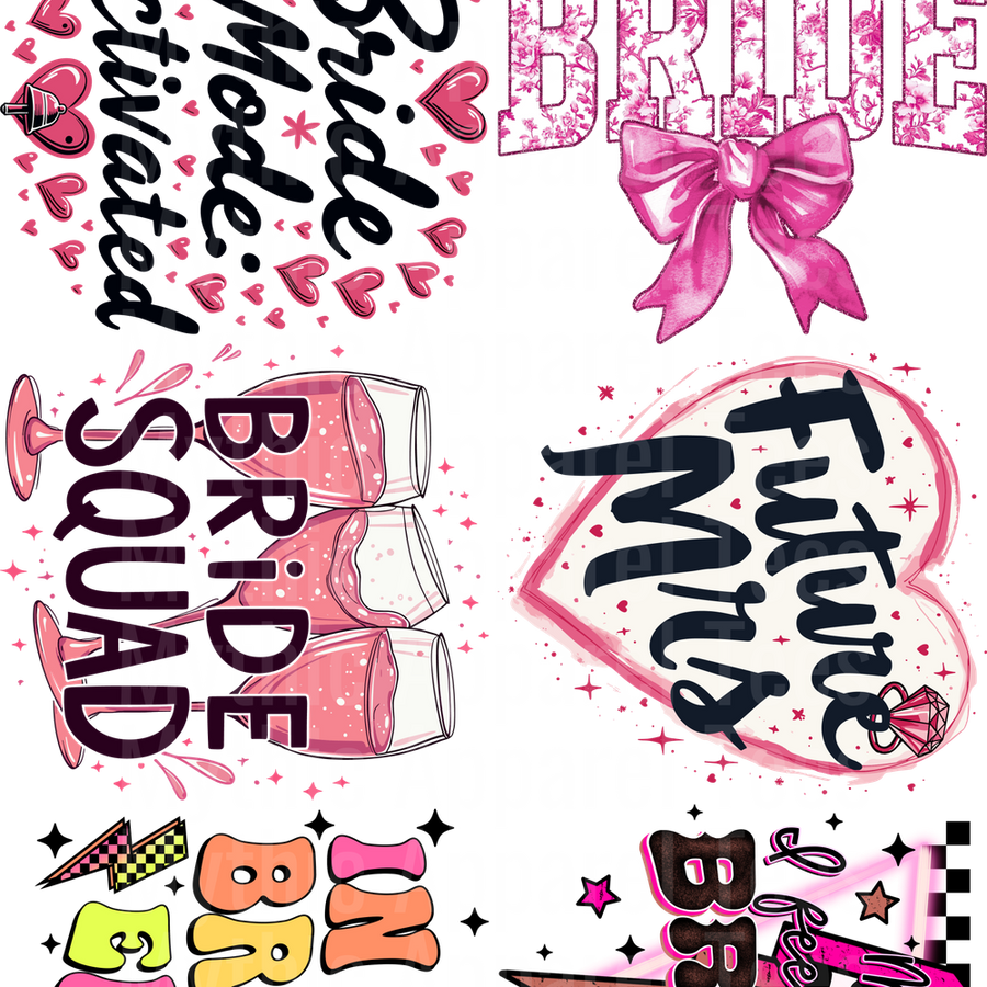 BRIDE THEME GANG SHEET 10 FULL SIZE IMAGES