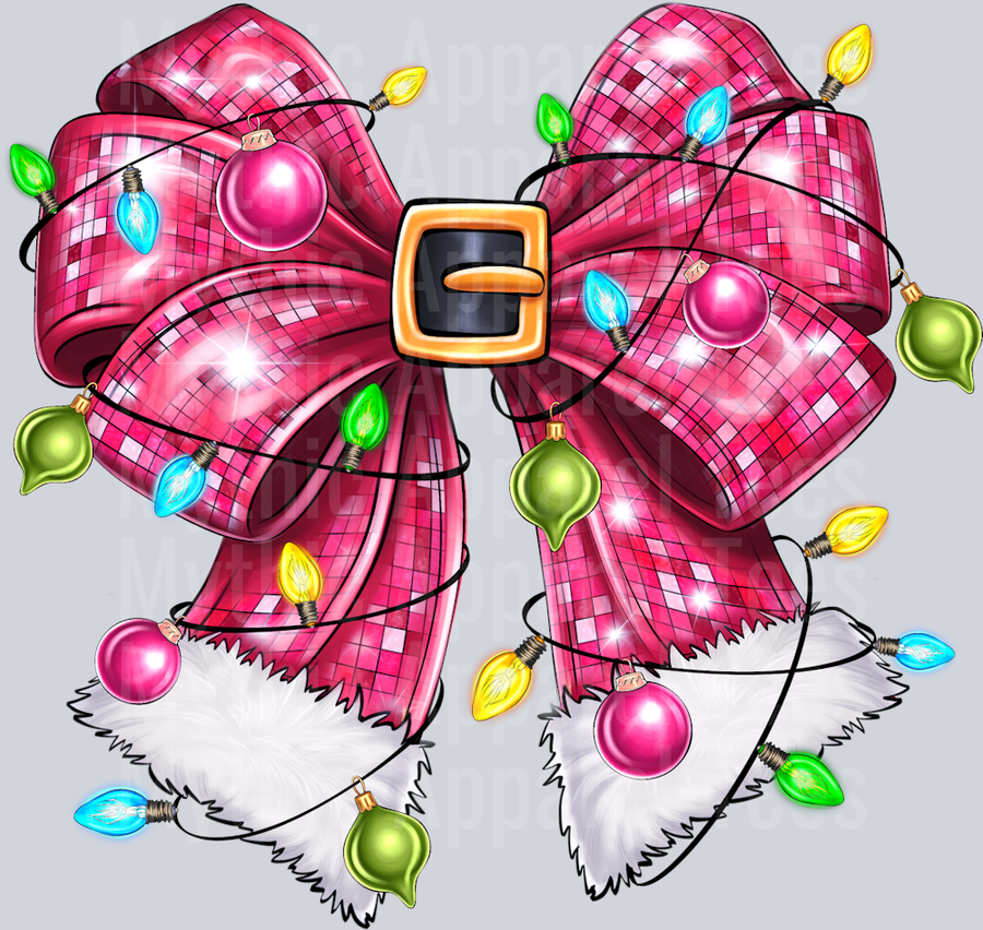 Christmas Coquette Disco Pink Bow