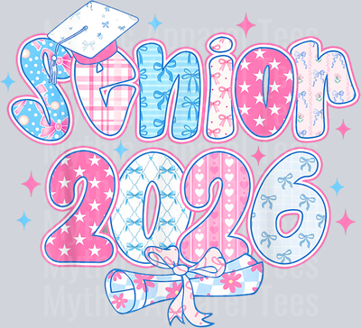 Senior Crown Class of 2026 Cute Coquette Bow Teacher Student T-Shirt
