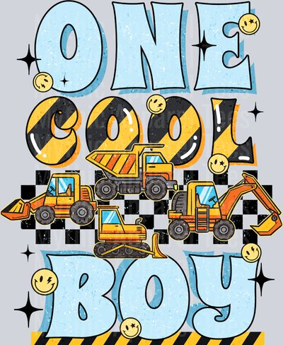 One Cool Boy Excavator Birthday Boy DTF Birthday Transfers