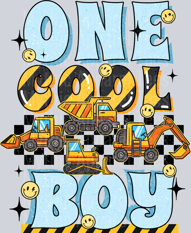 One Cool Boy Excavator Birthday Boy DTF Birthday Transfers