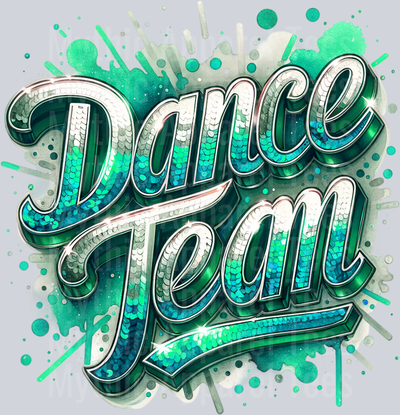 0017 Dance Team Sequins Mint DTF Dance Team Transfers