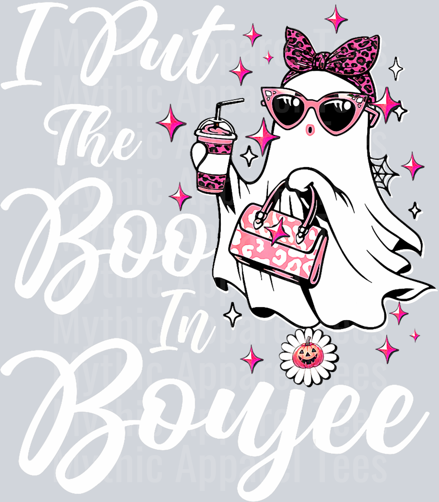 I Put The Boo in Boujee Ghost Funny Pink Leopard Halloween T-Shirt