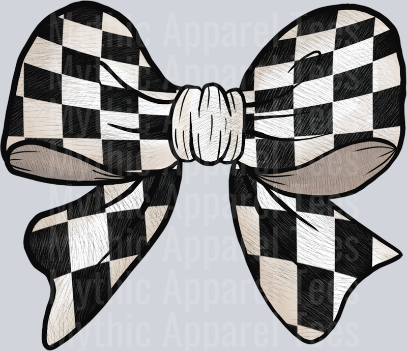 Checkered bow DTF Bow Transfers