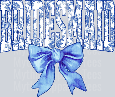 Light Blue Bridesmaid College Font With Bow Floral Pattern Wedding