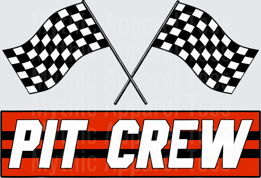Crossed Checkered Racing Flags Pit Crew Bold Red Banner Motorsport Design