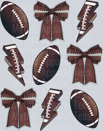Football coquette lightning bolt DTF Football Transfers