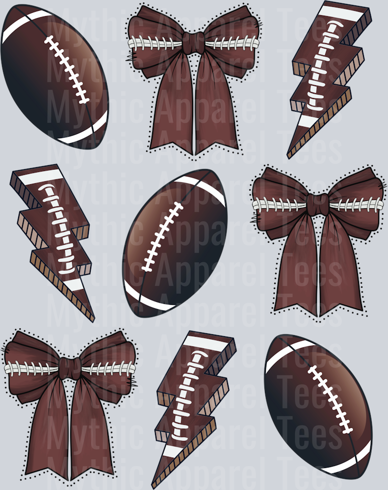 Football coquette lightning bolt DTF Football Transfers