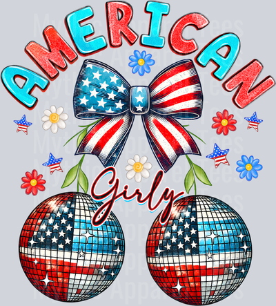 American Girly Red White and Blue Patriotic DTF 4th of July Transfers