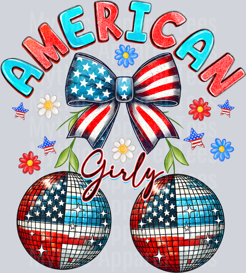 American Girly Red White and Blue Patriotic DTF 4th of July Transfers