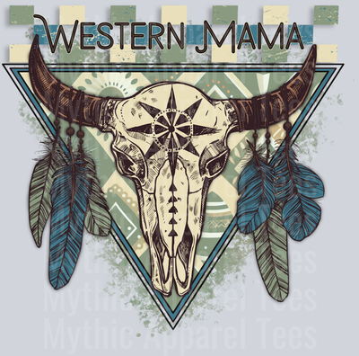 western mama bull horn DTF Western Girl Transfers