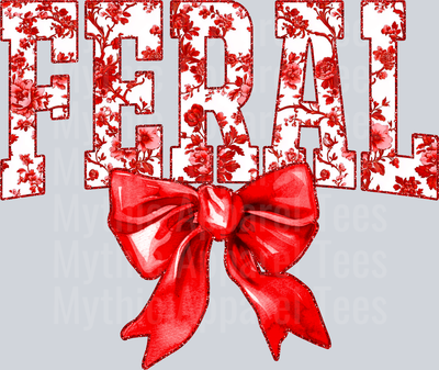Red Feral College Font With Bow Floral Pattern Feral Life