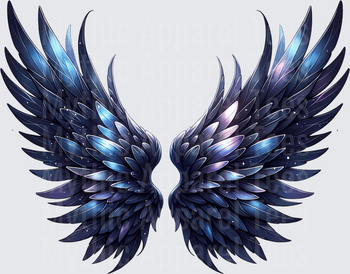 Angel Wings Dark Blue Galaxy Feathered Spread