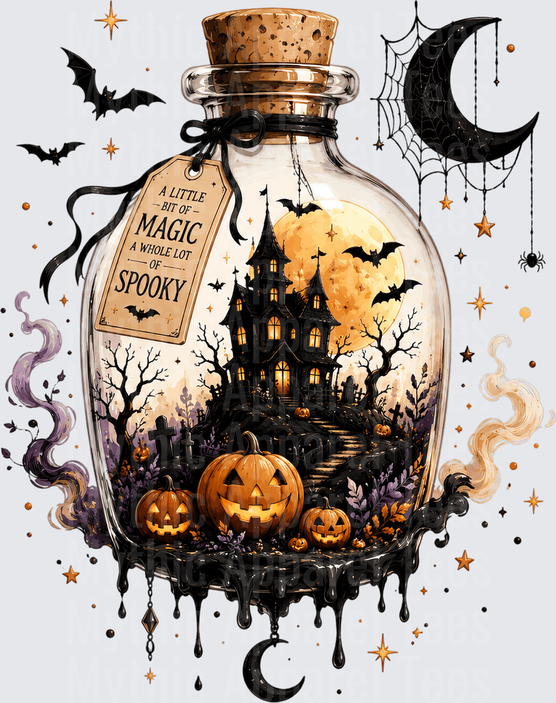 Halloween Magic Spooky Potion Bottle Haunted House Scene