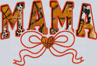Basketball mama with ribbon and white orange colors cute DTF Sports Transfers