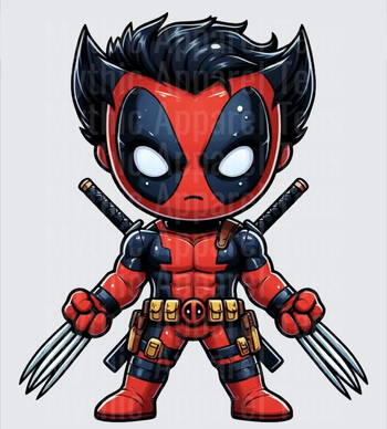Marvel Super Heroes Chibi Deadpool Wolverine Fusion Claws